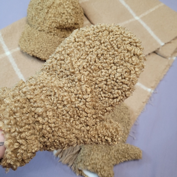 Love & Lore Cozy Tan Scarf With Teddy Bear Core Style Brown Hat and Mittens Set - Picture 9 of 16